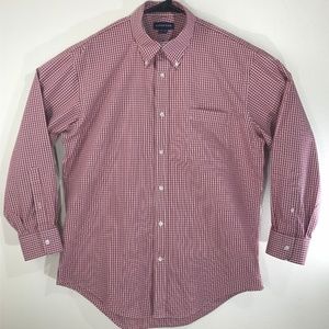 Lands End Men's Red & White Button Down 16 1/2 32